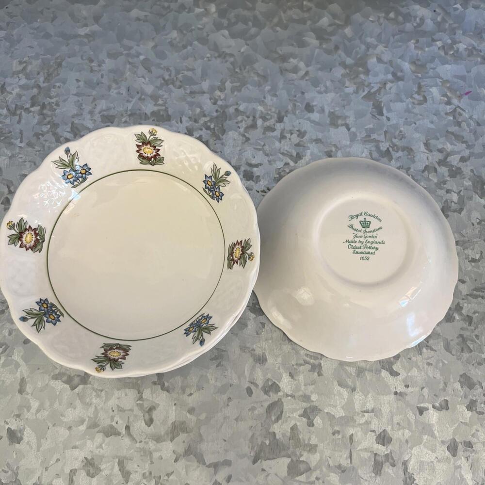 Royal Cauldron Bristol Ironstone Bowl set of 6 JUNE GARDEN Made in England